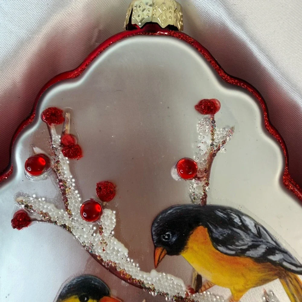 Gold Finch Song Bird Christmas Ornament with Gift Box by Valerie Parr Hill